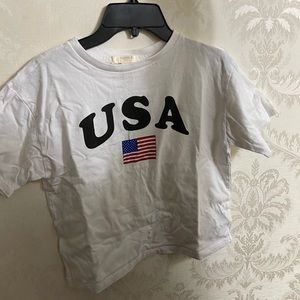 cropped USA white girls shirt forever 21